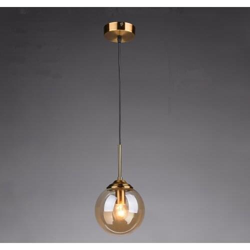 Clear/Smoke grey Glass Bar Coffee shop Pendant Lamp Dining room Hanging lamp Bedside Pendant Lights E14 LED Gold Nordic Lamp