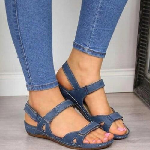 2021 Women Sandals Summer Retro Womens Casual Shoes Plus Size Peep Toe Fashion Shoe Comfortable Wedge Heels Ladies Sandals