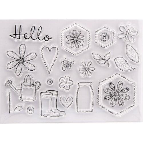 T1786 Flowers Grass Silicone Clear Stamps For Scrapbooking DIY Album Cards Scrapbook Transparent Stamp Rubber Stamp 15*11cm