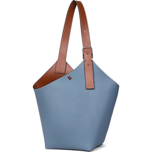 2021 New Genuine Leather Bucket Bag For Women Brands Designer Shoulder Bags Casual Ladies Totes Soft Leather Female Shopping Bag