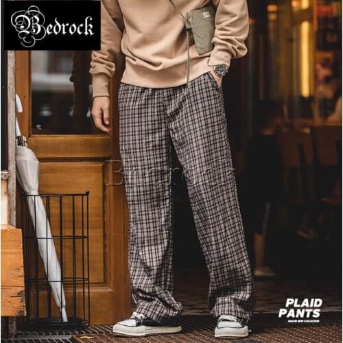 Loose Scottish Plaid Casual Pants Elastic Waist Plaid Wide Leg Pants Mens Drape Plaid Pants Drawstring feet