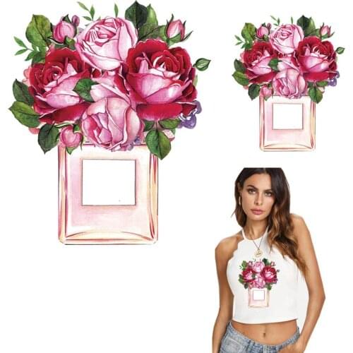 Beautiful Peony Heat-Sensitive Sticker On Clothes DIY A-level Washable Girl T-shirt Vogue Iron On Patches Decoration Appliqued