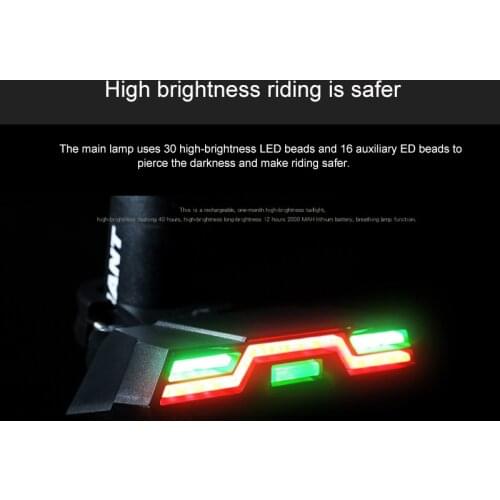 USB Bike Safety Taillight 3 Colors Bicycle Rear Lamp with Built-in 2000MAH Warning Light MTB Cycling Lantern
