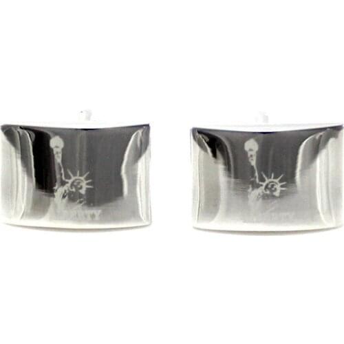 Mens Curved Rectangle Liberty Statue Engraved Cufflinks Fathers Day Gift Cuff Links Birthday Gifts Cuff Links