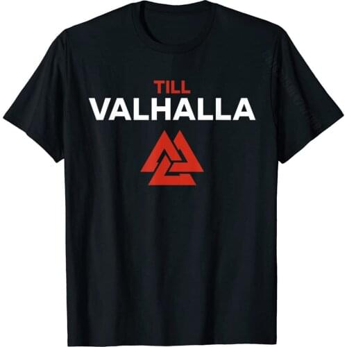 Viking T-Shirt: Till Valhalla Cotton Men Top T-Shirts Casual Tops Tees Fitted Cool