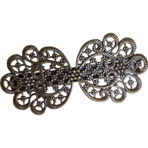 Woman Antique Bronze Hair Clip Pins French Metal Hair Barrettes Fashion Filigree flower Hairpin Headwear