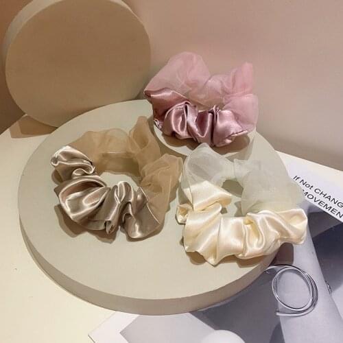 CYGJFC Woman Patchwork Organza Satin Hair Scrunchies Women Hair Accessories Ponytail Holders Elastic Hairband Ornaments Hair Tie