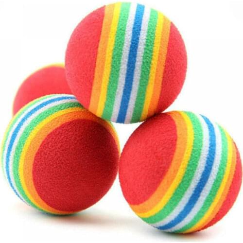 1Pcs Rainbow Toy Ball Interactive Cat Toys Play Chew Rattle Scratch EVA Ball Training Pet Supplies 2 Sizes