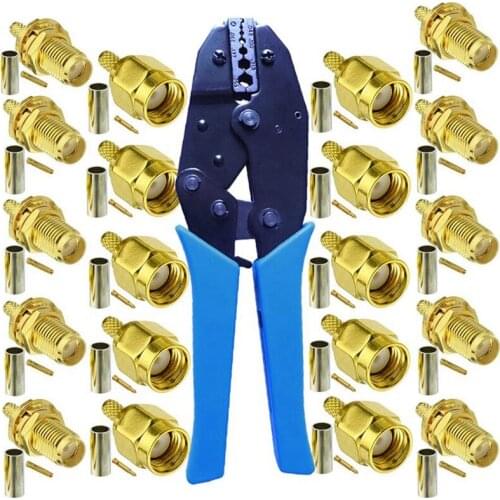 10Pcs SMA Male And Female Coaxial Connectors And Crimper For SMA-RG174 RG316 Wifi Antenna Extension Cable