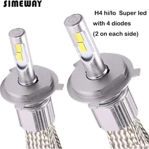 2X Super bright Auto LED headlight H4 hi/lo with 4 diodes H1 H7 H11 9004 HB3 9012 H8 12V 11520LM bulbs Conversion headLamp Kit