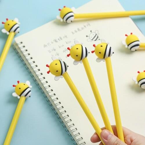 2pcs Little Honey Bee Pen Ballpoint 0.5mm Black Color Gel Ink Pens for Writing Cute honeybee Stationery Gift Office School A6983