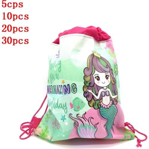 5/10/20/30PCS Mermaid Drawstring Bag for Girl Travel Storage Package Cartoon School Backpacks Children Color Drop Shipping
