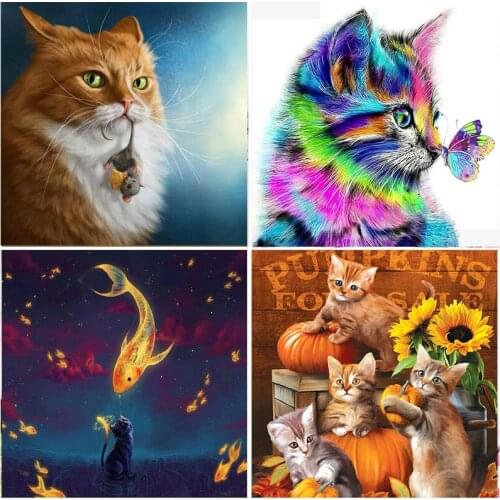 Cat Butterfly 5D DIY Diamond Painting Embroidery Full Square Drill Home Decoration Full Round Cartoon Animal Cross Stitch Gift