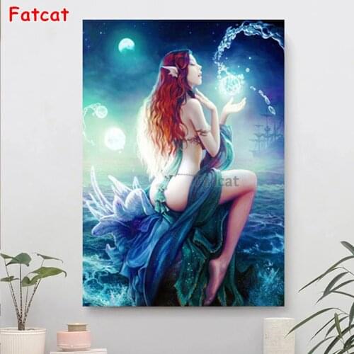 Fantasy art Mermaid diamond embroidery full drill round square 5d diamond painting diy puzzle wall stickers home decor PP2265