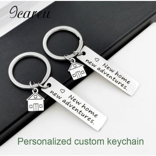 Diy House Charms Customized Keychain Women Laser Engraved Photo And Letter Stainless Steel Personalized Keychain Gifts