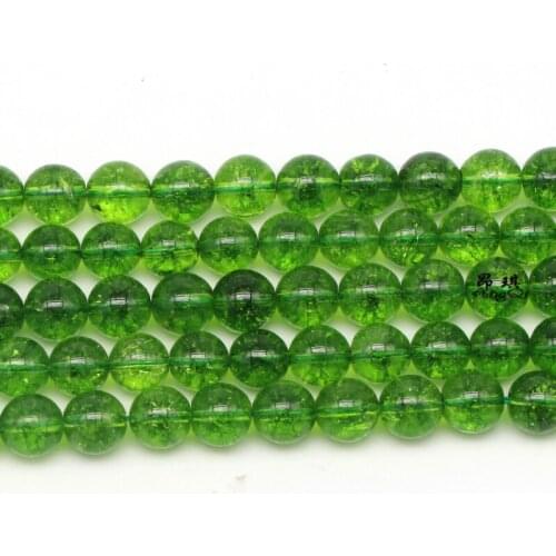 Natural Green Peridot Crystal Quartz Round Loose Beads 6 8 10 12MM Pick Size Beads For Jewelry Making Bracelet DIY Accessories