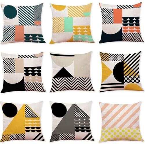 Funda cojin 45x45cm Mustard Pillow Case Yellow Black Fall Autumn geometric cushion Cover sofa pillow cover decorative pillowcase