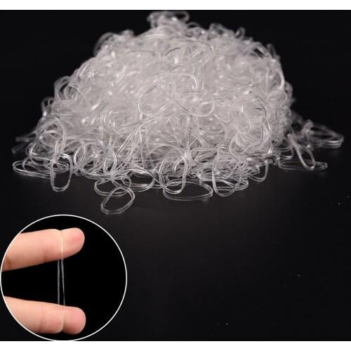 Clear Rubber Hairband Rope Ponytail Holder Elastic Women Hair Band Tie Hair Styling Tools 1000Pcs/Bag
