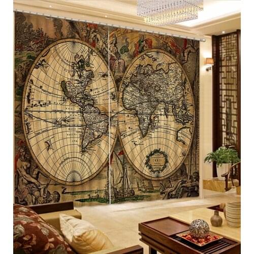 Curtain Decoration High quality Blackout Curtains For The Bedroom retro world map Curtains Drapes For Window