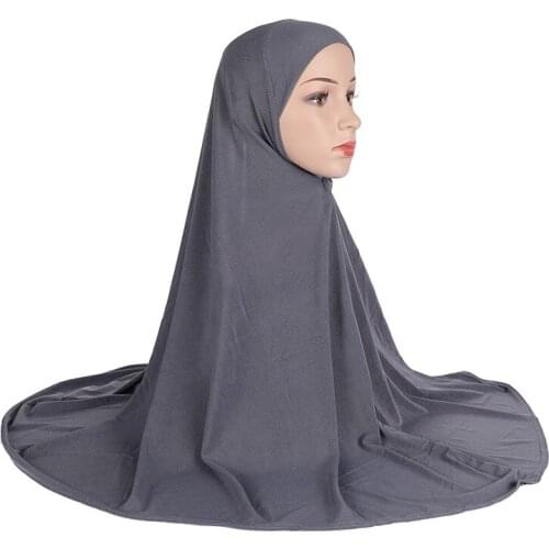 Hot Sale Solid Color Muslim Oversize One Piece Long Hijab Islamic Hat 90*80cm