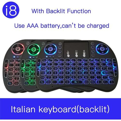Italian i8 2.4GHz Wireless Backlight Gaming Keyboard Air Mouse Remote Control Touchpad for PC,Laptop,Android Box,Smart TV