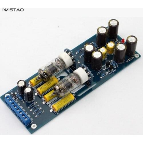 IWISTAO Vacuum Tube Preamplifier 2x6J1 Finished PCBA Horizontal Installation AC12V DIY Free Shipping