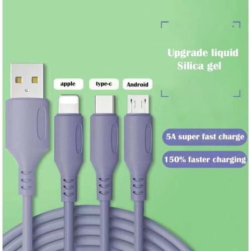 Liquid Silicone 5A USB Durable Charger Cable Mobile Phone Fast Charging Type C Micro USB Data Cord For Android Phone 1.2m