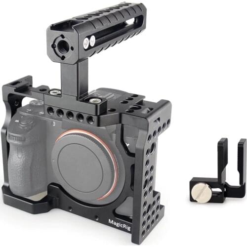 MAGICRIG Camera Cage with Top Handle + HDMI-Compatible Cable Clamp for Sony A7RIII /A7RII /A7II /A7III /A7SII /A7M3 Camera