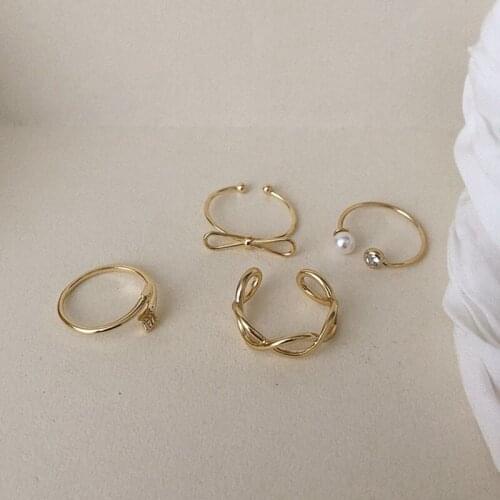 Minimalist Gold Geometric Open Circle Adjustable Wave Arrow Knucle Joint Rings for Women Girl Fashion Party Jewelry