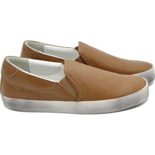 CANGMA Luxury Brand Sneakers Men Footwear Casual Shoes Loafer Mans Slip On Genuine Leather Brown Leisure Shoe Male