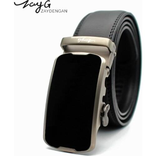ZAYG Men Fashion metal Automatic Buckle Band Leather Luxury Belts Business Men Casual Alloy Buckle for Men High Quality Belts