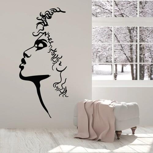 Wall Decal Profile Face Art Abstract Woman Portrait Creatives Vinyl Window Sticker Girl Bedroom Beauty Salon Interior Decor Q963