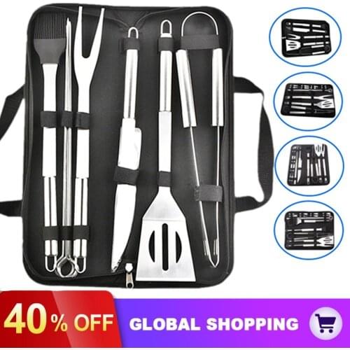 Stainless Steel BBQ Tools Set 3/9/20Pcs Barbecue Grilling Accessories Utensil for Outdoor Camping Cooking Tools Kit BBQ Utensils