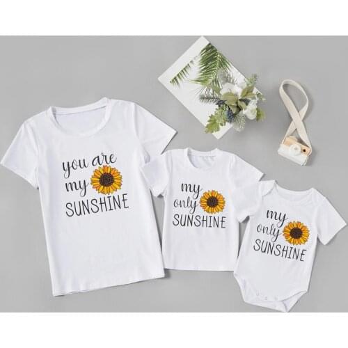 PatPat 2020 New Summer SUNSHINE Series White T-shirts for Mom and Me Short-sleeve White T-shirts