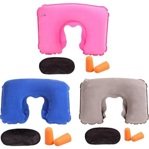 Portable U-Shape Travel Pillow for Airplane Inflatable Neck Pillow Travel Accessories Car Interior Comfortable Pillow for Sleep