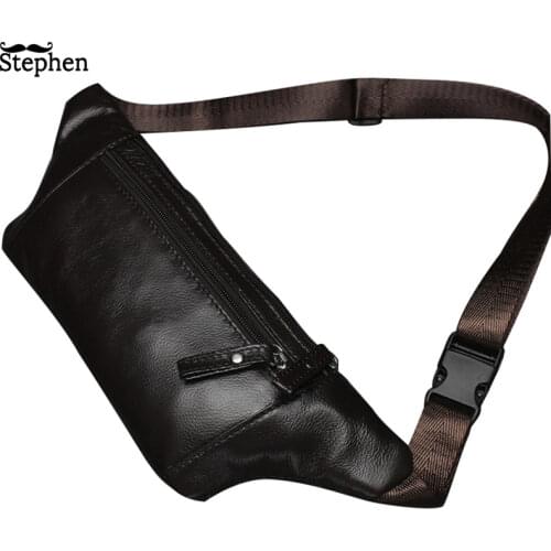 Genuine Leather Mens Waist Packs male Fanny Pack Belt Bag Phone Pouch Bags Travel Waist Pack Male Small Waist Bag Leather Pouch