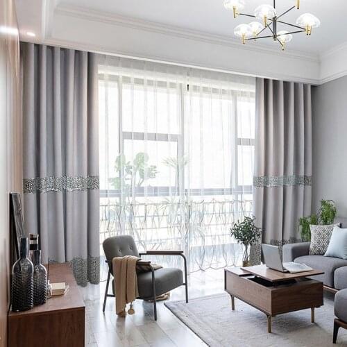 European-style Simple Modern Gray Hollow Embroidered Curtains Living Room Bedroom Floor-to-ceiling Window Screen Shading