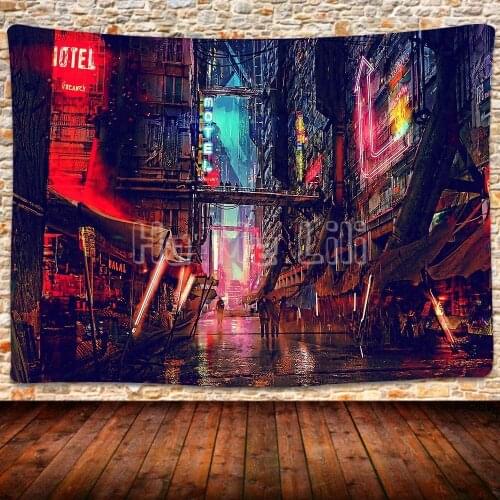 Psychedelic Future City Living Room Bedroom Home Decoration Tapestry