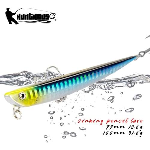 Hunt house fishing lure bay ruf manic fishing lures pencil bait sinking 99mm 18.5g 155mm 31.5g origin hook for sea bass bluefish