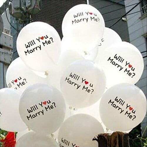 10 Pcs 12-Inch 2.8g Proposal Balloons MARRY ME Marry Me Wedding Decoration Valentines Day Latex Balloons