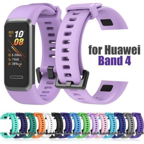 Silicone Strap For Huawei Band 4 Bracelet Solid Color huawei4 band4 Watchbands Wristbands Replacement Bands