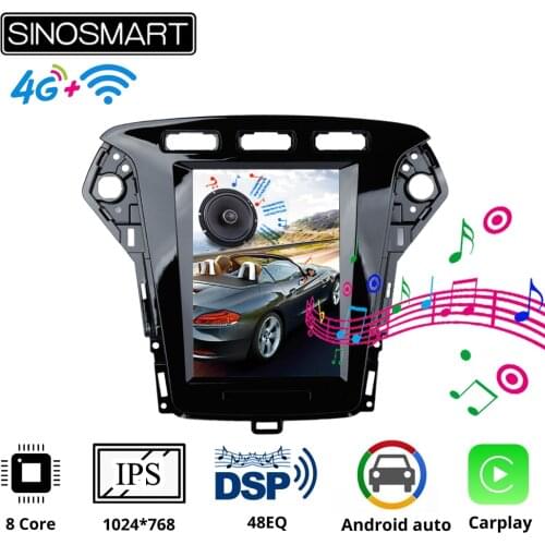 Sinosmart Tesla Style Car GPS Multimedia Radio Navigation Player for Ford Mondeo/MK4 2011-2013 8 Core,DSP 48EQ