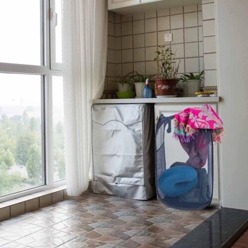 Folding Laundry Basket Pop Up Open Blue Mesh Sorting Basket Home Storage Hamper Organize Bags For Clothes Camping Landry Room