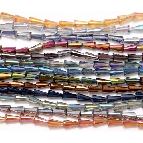 Plated Glass Pagoda Beads 6x12/8x16mm Faceted Crystal Twoer Loose Bicone Beads For DIY Making Jewelry Curtain Beads Decration