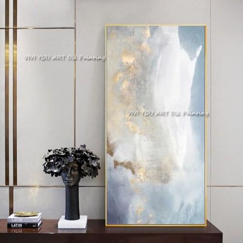 High quality hand painted Modern Abstract Gold Foil Oil Painting Wall Art Canvas Pictures for Living Room hotel wall Decor