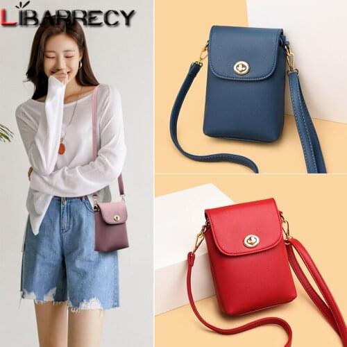 High Quality Casual PU Leather Shoulder Crossbody Bags for Women 2021 New Fashion Solid Color Mini Handbag Small Bag for Phone