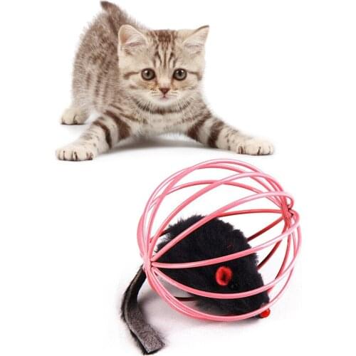 Funny Cat Interactive Toy Mouse Cage Toys Plastic Artificial Colorful Cat Teaser Toy Cat Ball Toys Pet Supplies