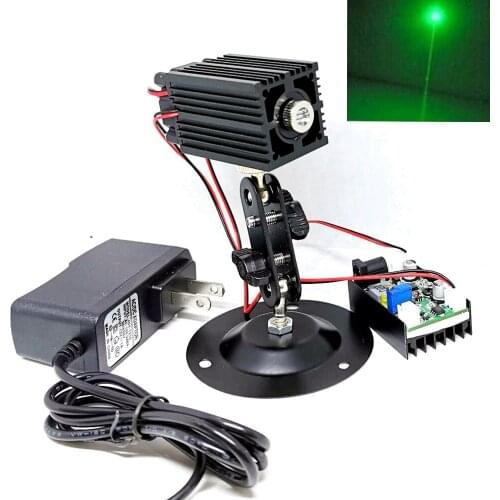100mw 532nm Green Laser Diode Module Focusable Head Dot Ray Positioning Lights w 12V Power Supply Locator Holder