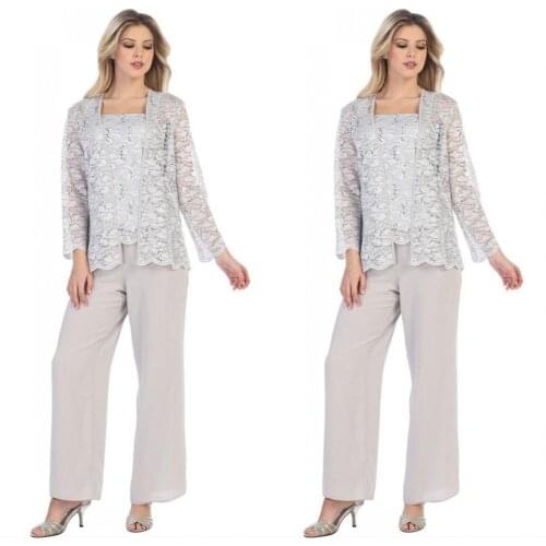 Plus Size Classy Lace Mother Of The Bride Pant Suits With Jackets Custom Made Wedding Guest Dress Plus Size Mothers Groom Dress