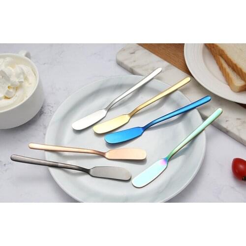 1PC 304 Stainless Steel Butter Knife Cheese Dessert Jam Spreaders Cream Gold Black Rose Gold Knifes Western Cutlery Tool PI 001
